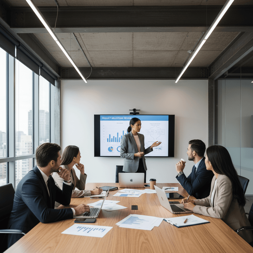 Business team reviewing insurance coverage options together